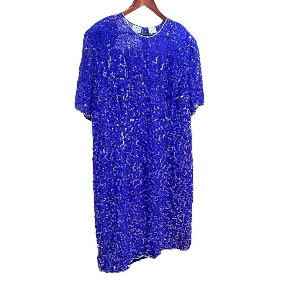 Stenay Vintage Purple Sequin straight dress size women's 22 plus gemmed